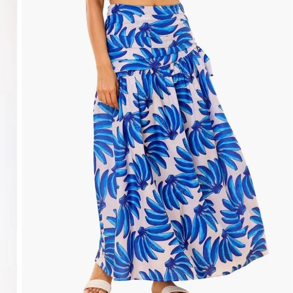Blue banana Print Women's maxi skirt size M nwt